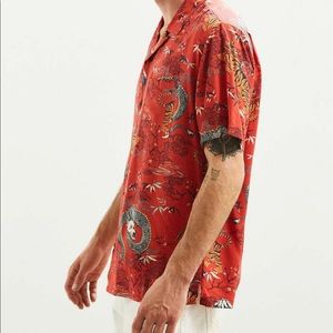 UO Dragon Rayon Short Sleeve Button Down Shirt